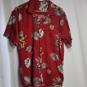 Palmwave Red and White Casual Button Down Shirt
